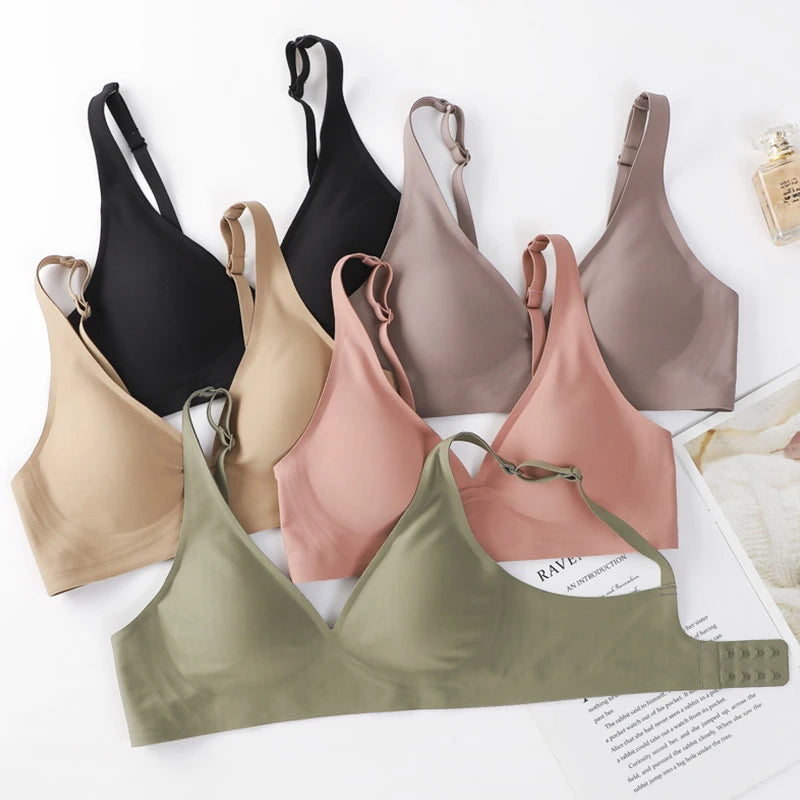 Femmes Latex soutien-gorge sous-vêtements sans couture Sexy brassières femme sans fil soutiens-gorge doux femme intimes Lingerie grande taille Bralette S-XL