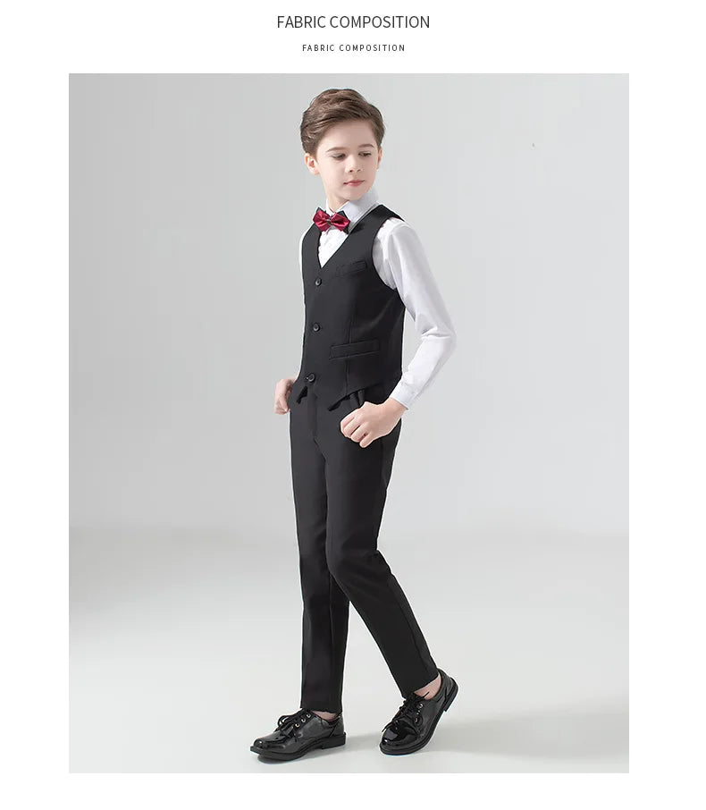 Costume de mariage formel pour garçons, Blazer de smoking pour fête de bal pour enfants, Costume de spectacle Pinao pour la journée des enfants, uniforme scolaire 2-14T
