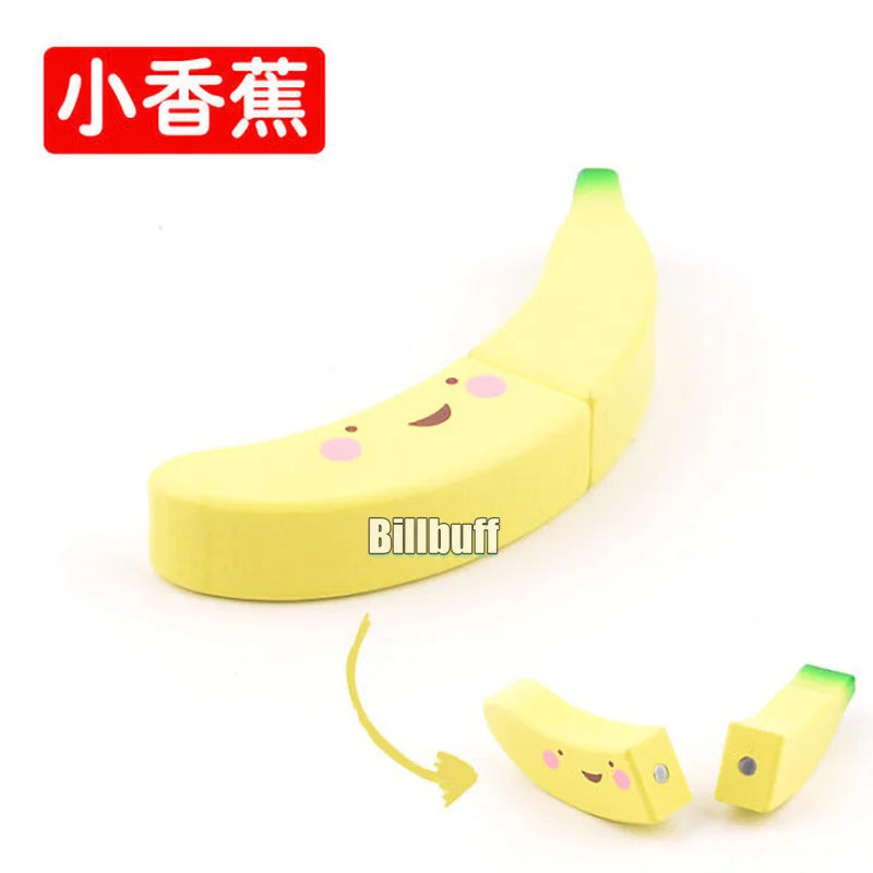 Jouet de Simulation 3D en bois Montessori, coupe magnétique de fruits, banane, citrons, modèle de cuisine, jouets éducatifs précoces, cadeau pour enfants