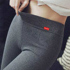 Women's Ribbed Leggings 2025 High Waist Autumn Winter Warm Cotton Leggings Casual Fashion Mesh 2XL Black Pants Sexy Leggings