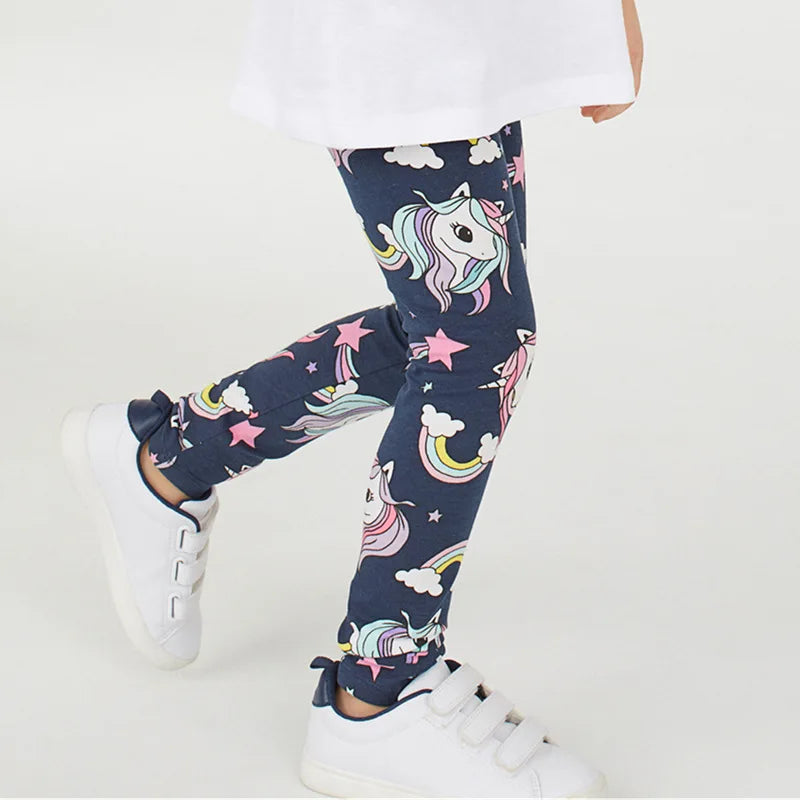 Girls' Leggings 100% Cotton Girl's Pants Girls' Skinny Pants Cartoon Print Pattern Children's Leggings Pants KF083
