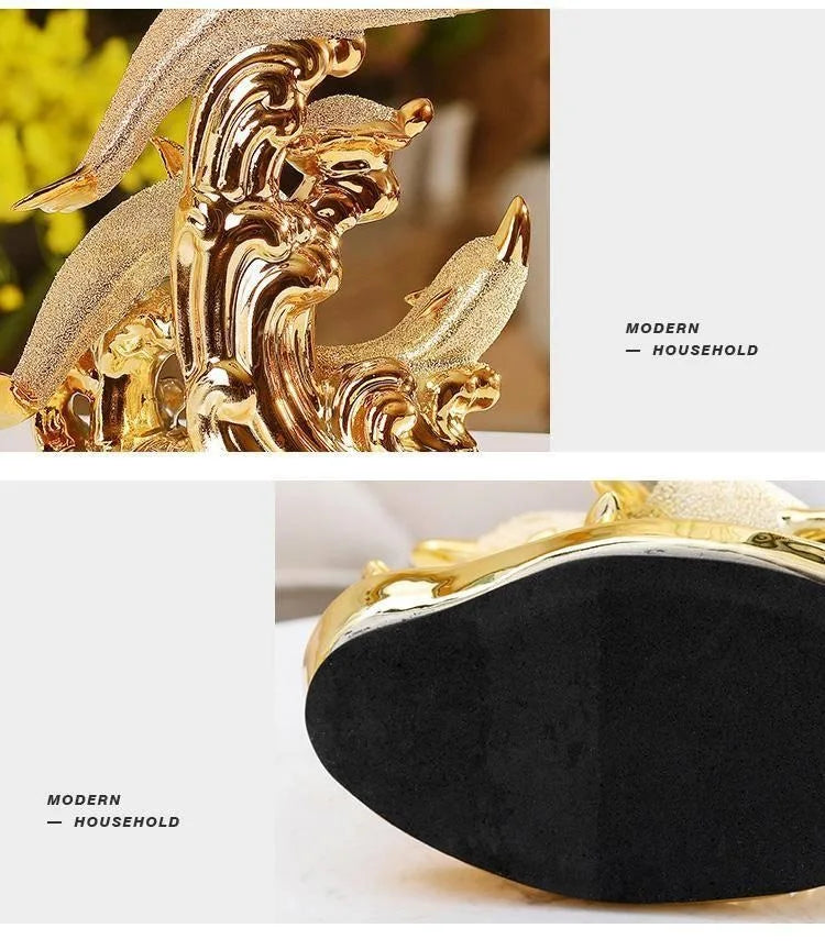 Handmade ceramic figurines for wedding decorations, creative room decorations, gold crafts, porcelain animals, decorations