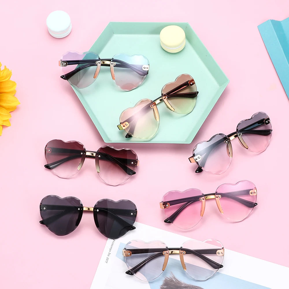 Lunettes de soleil en forme de cœur pour enfants, lentilles océArabes, lunettes de soleil pour enfants, protection UV 400, lunettes de fête et de photographie