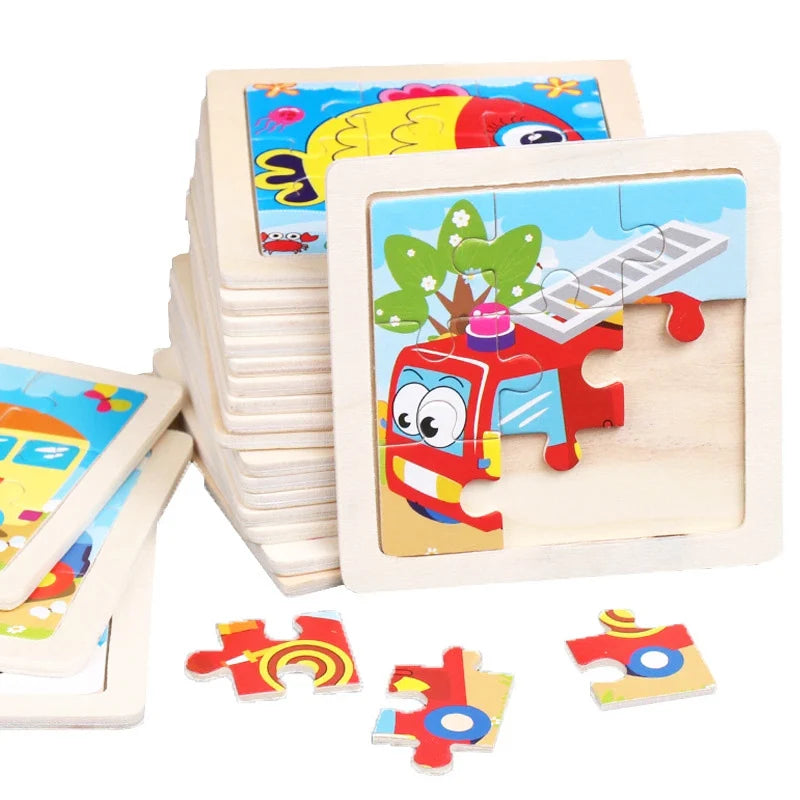 Puzzle en bois de petite taille, jouets Montessori pour bébé, jeu de société 3D, jouets éducatifs, cadeau pour enfants, 9 pièces