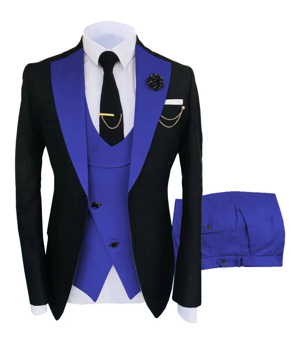 Men's Regular Fit Tuxedo Set, Dipped Jacket, Jacket and Enamel FJD, Popular Clothing, Luxury, Party, Stage, GroomTIME, New, 3 Pieces
