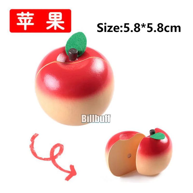 Jouet de Simulation 3D en bois Montessori, coupe magnétique de fruits, banane, citrons, modèle de cuisine, jouets éducatifs précoces, cadeau pour enfants
