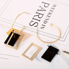 2025 boucles d'oreilles carrées géométriques pour femmes boucles d'oreilles suspendues couleur or noir boucles d'oreilles de déclaration de mode bijoux féminins