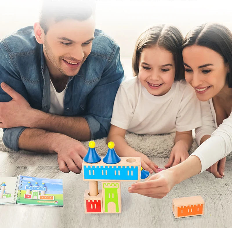 Puzzle en bois Montessori pour enfants, château de rêve changeant de bois, bloc de construction, jeu d'entraînement IQ, cadeau de pensée logique, jouets pour enfants
