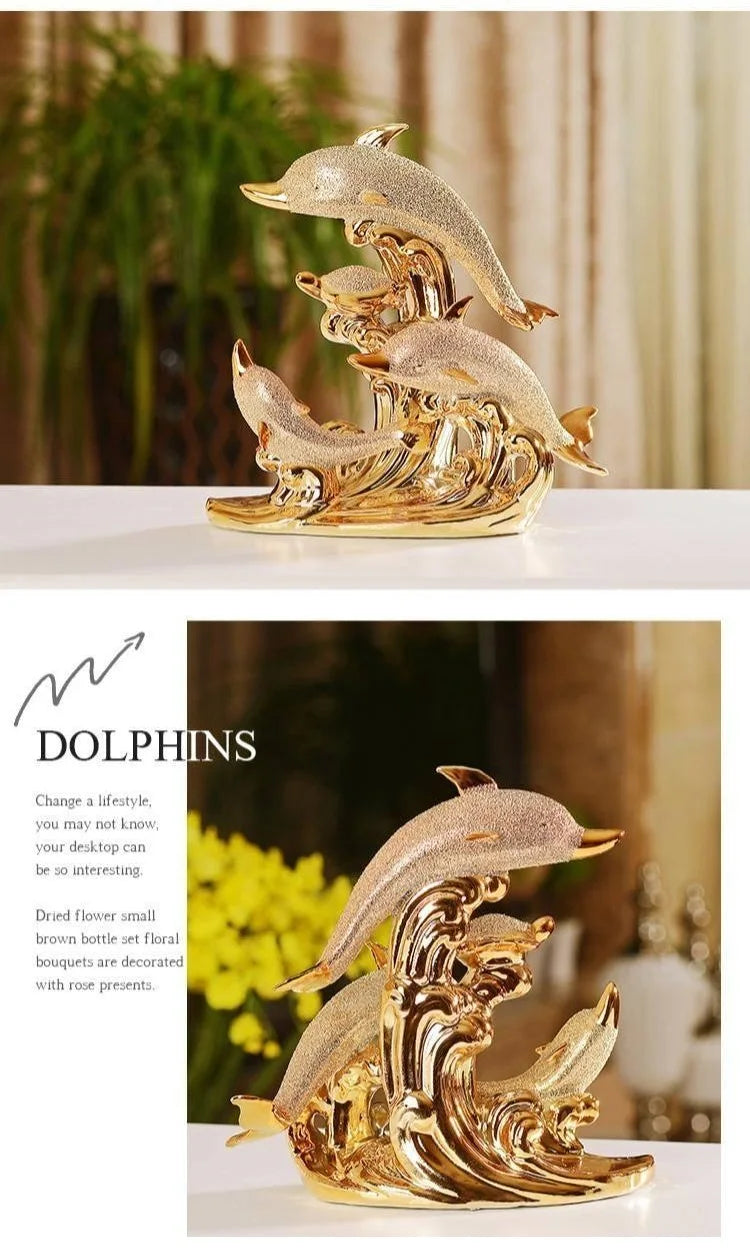 Handmade ceramic figurines for wedding decorations, creative room decorations, gold crafts, porcelain animals, decorations