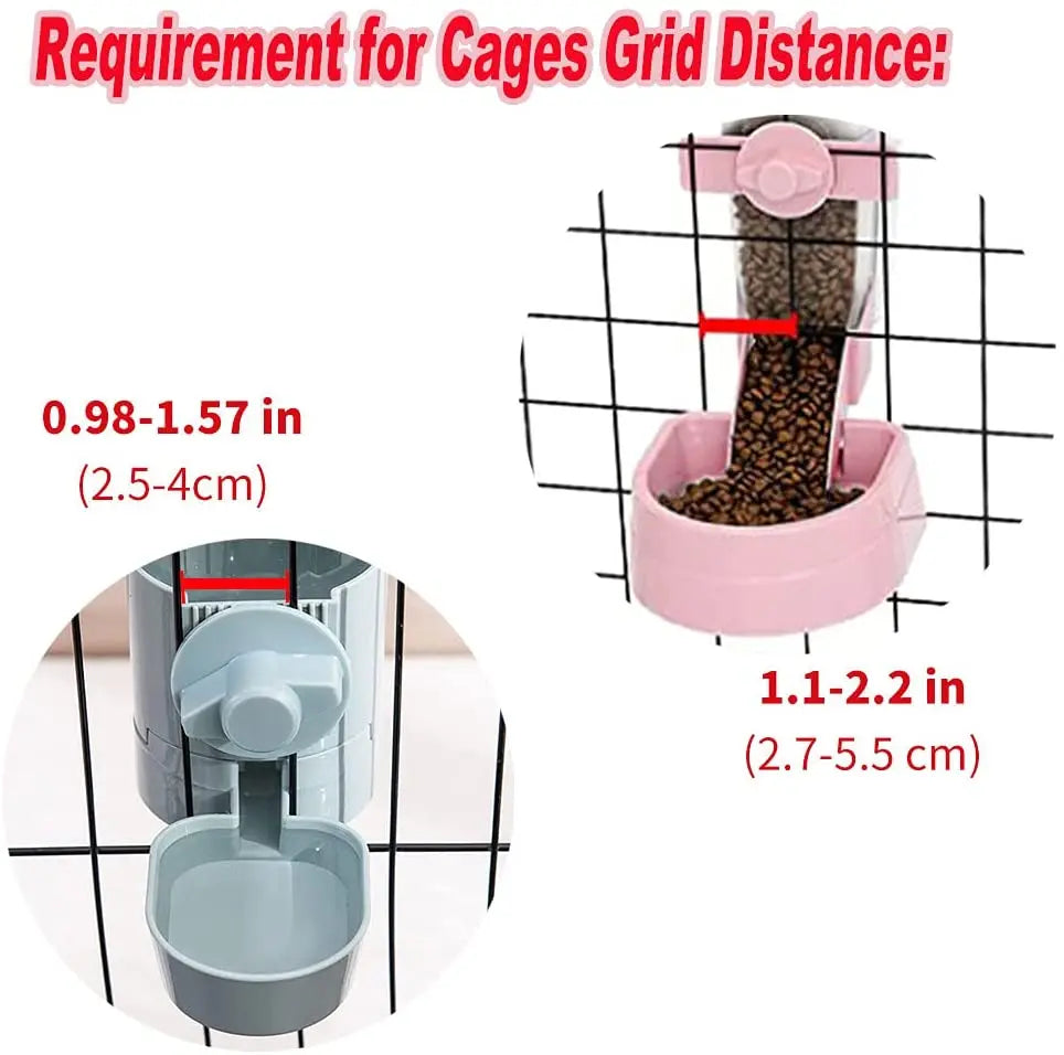 Automatic pet feeder, hanging cage, bowl, water bottle, food container, dispenser for puppies, cats, rabbits, birds, pet food product