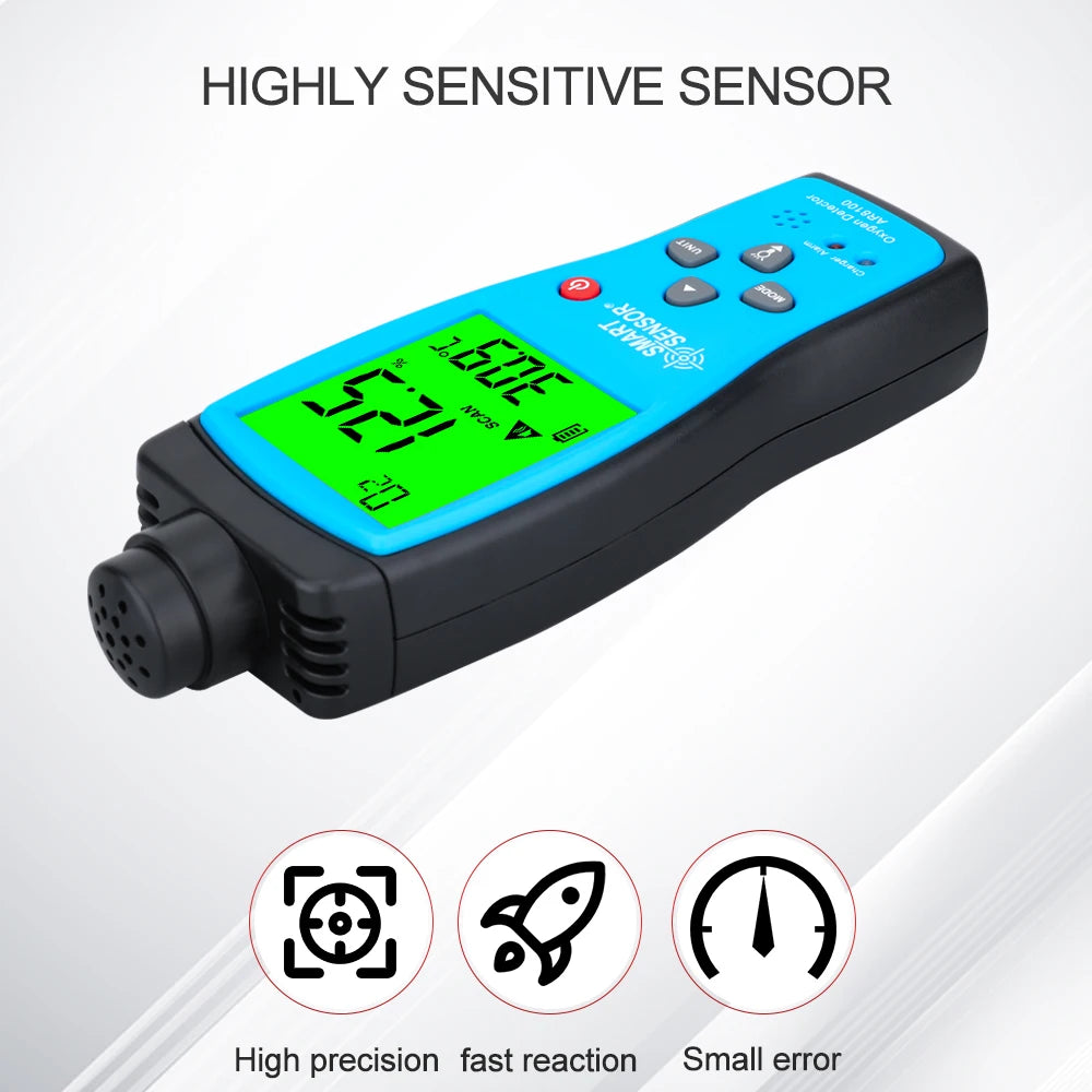 Capteur Intelligent Numérique d'Oxygène, Détecteur de Gaz, Alarme Sonore et Lumineuse, Moniteur de Qualité de l'Air avec Écran LCD de Température