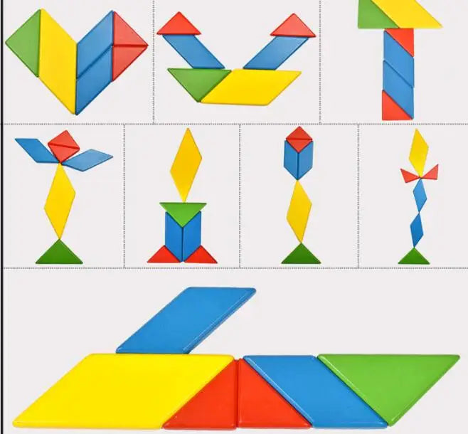 Planche en bois Puzzle enfants éducatif mathématiques Tangram Puzzles jeu jouets pour adultes enfants