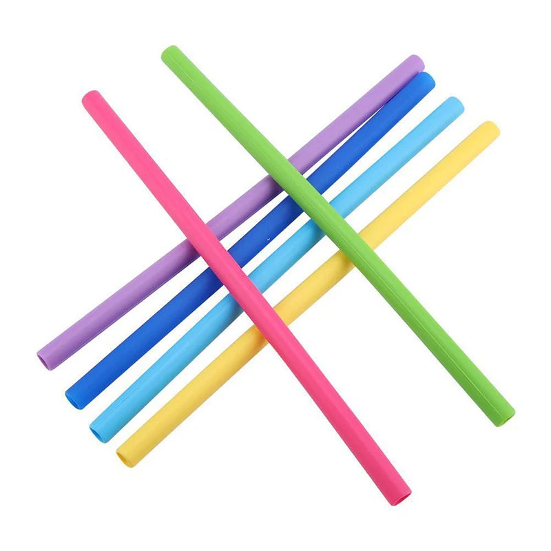 Pailles à boire réutilisables en silicone de qualité alimentaire, pliables et flexibles, avec brosses pour livres, fournitures de fête pour bar, recyclables