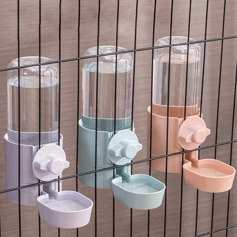 Automatic pet feeder, hanging cage, bowl, water bottle, food container, dispenser for puppies, cats, rabbits, birds, pet food product