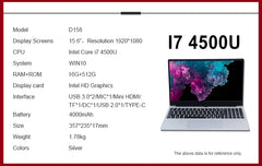 Factory Made 15 Inch Slim New Bras Ecran Ordinateur  Laptop I7 Touch Screen Laptop Computer