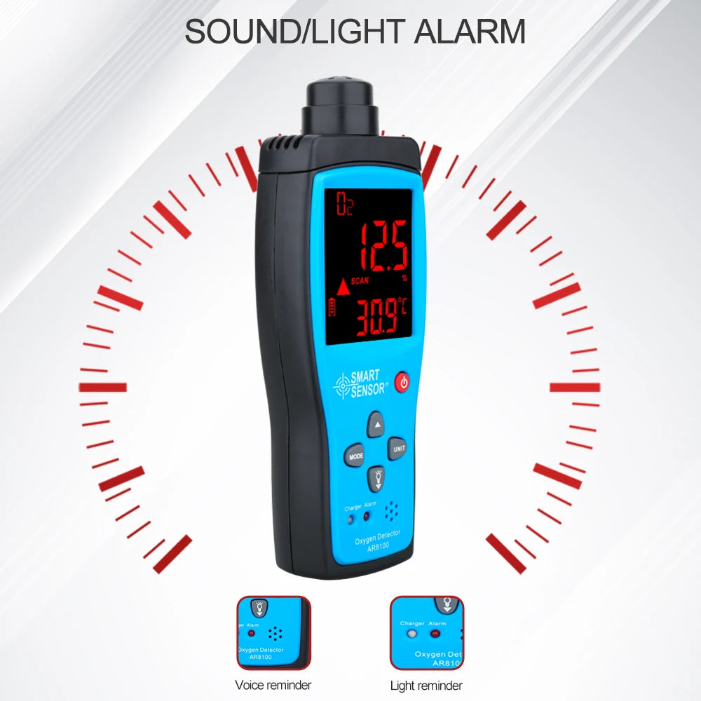 Capteur Intelligent Numérique d'Oxygène, Détecteur de Gaz, Alarme Sonore et Lumineuse, Moniteur de Qualité de l'Air avec Écran LCD de Température