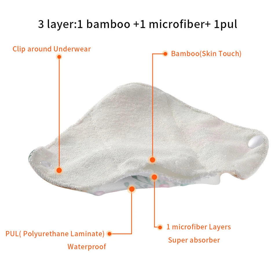 Serviettes hygiéniques réutilisables au charbon de bambou, 10 pièces, doublure de culotte lavable, serviettes menstruelles en coton pour maman et maternité