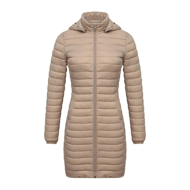 SANTELON hiver femmes ample Long Parka manteau avec capuche amovible femme solide ultraléger Portable chaud rembourré coton vêtements d'extérieur