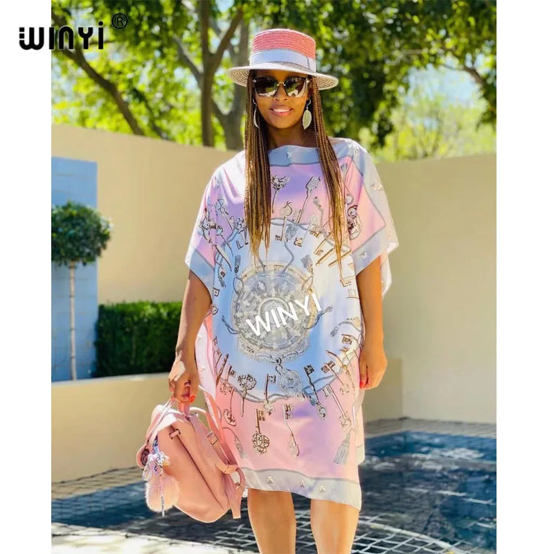 Robe longue imprimée chauve-souris pour femmes, robe élégante, robe de soirée, robe éducative, design de mode, été, automne, 2021