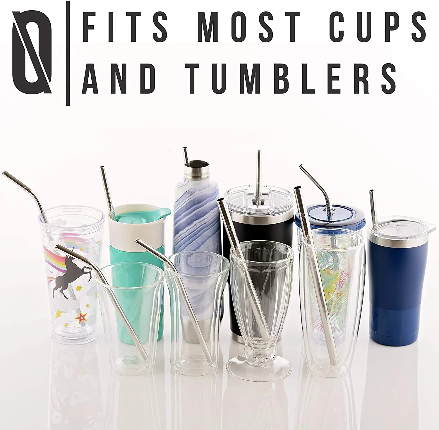 Pailles métalliques réutilisables, 10 pièces, ensemble de pailles en acier inoxydable 304 avec barre de brosse, paille à Cocktail pour verres, verres