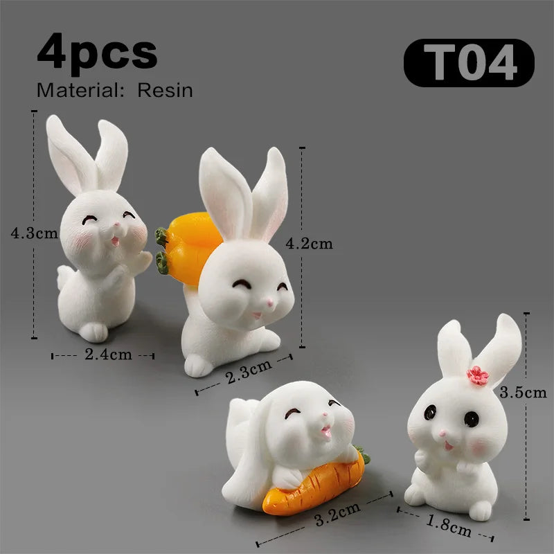 Figurine de pâques de noël, lapin blanc, carotte, bricolage, décor de chambre Kawaii, accessoires de décoration de jardin féerique miniatures modernes
