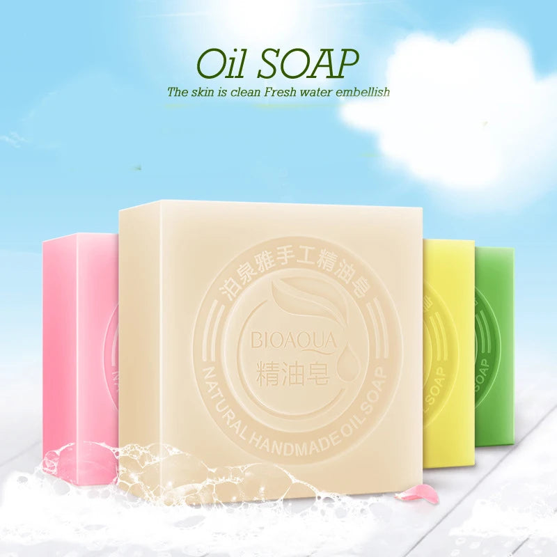 Savons aux huiles essentielles Bioaqua au miel, rose, jasmin, aloé, matcha, myrtille, lavande, charbon de bambou, savons en bambou noir