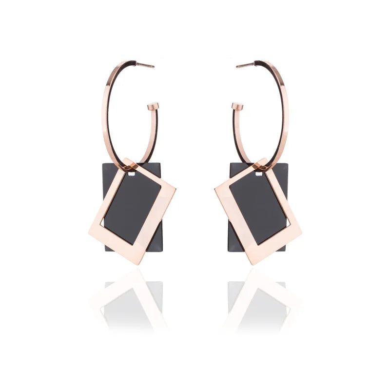 2025 boucles d'oreilles carrées géométriques pour femmes boucles d'oreilles suspendues couleur or noir boucles d'oreilles de déclaration de mode bijoux féminins