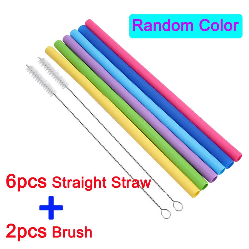 Pailles à boire réutilisables en silicone de qualité alimentaire, pliables et flexibles, avec brosses pour livres, fournitures de fête pour bar, recyclables
