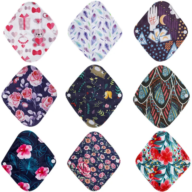 Serviettes hygiéniques réutilisables au charbon de bambou, 10 pièces, doublure de culotte lavable, serviettes menstruelles en coton pour maman et maternité