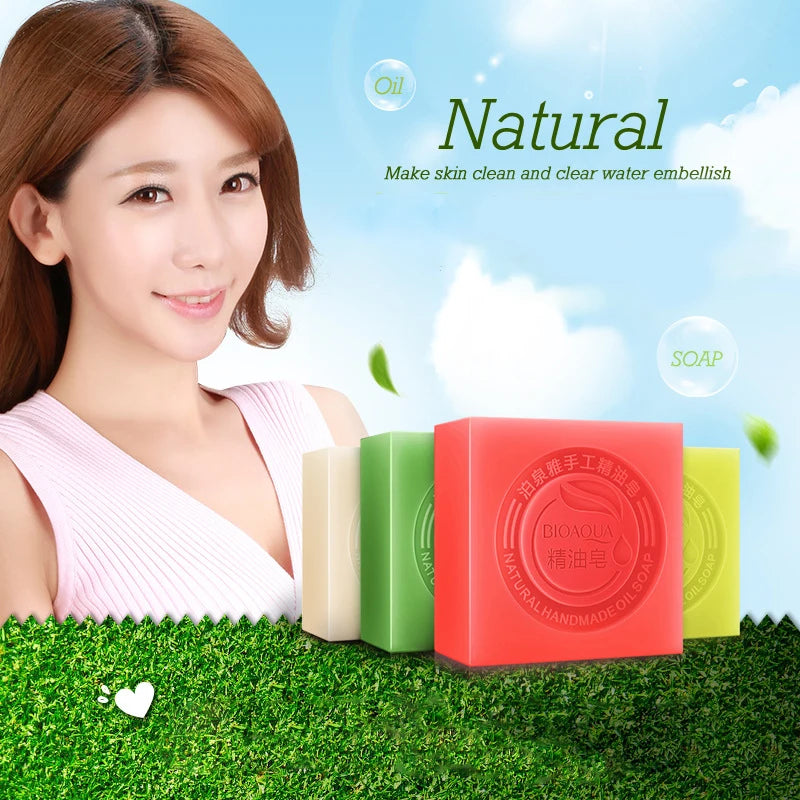 Savons aux huiles essentielles Bioaqua au miel, rose, jasmin, aloé, matcha, myrtille, lavande, charbon de bambou, savons en bambou noir