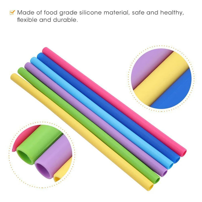 Pailles à boire réutilisables en silicone de qualité alimentaire, pliables et flexibles, avec brosses pour livres, fournitures de fête pour bar, recyclables