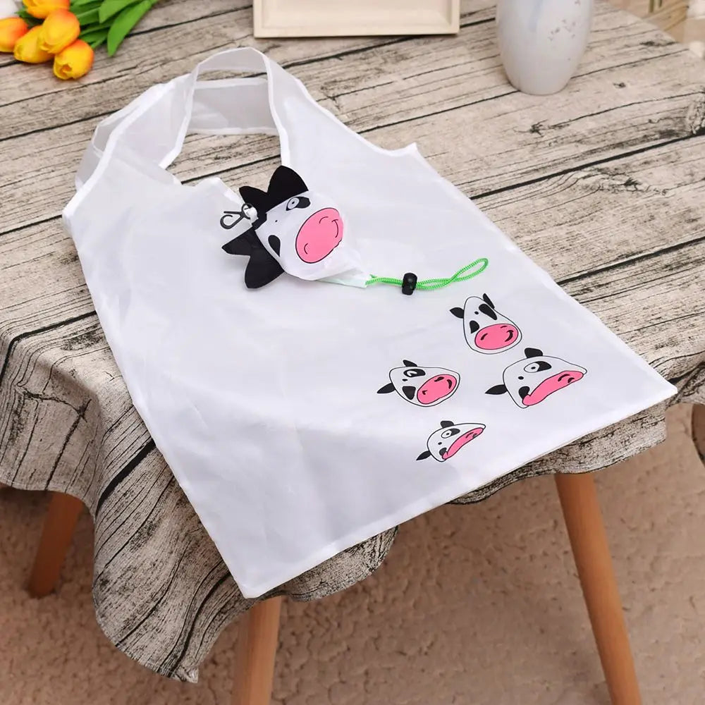 Sac de courses pliable écologique, sac à bandoulière réutilisable de dessin animé, sacs d'épicerie portables pour femmes, fourre-tout de rangement, organisateur de maison