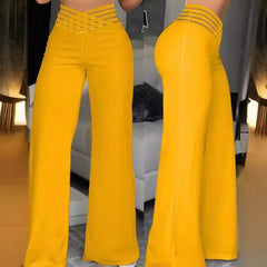 Boutique Wholesale 2024 Summer New Fashionable Temperament Commuting High Waist Casual Wide Leg Women's Pants