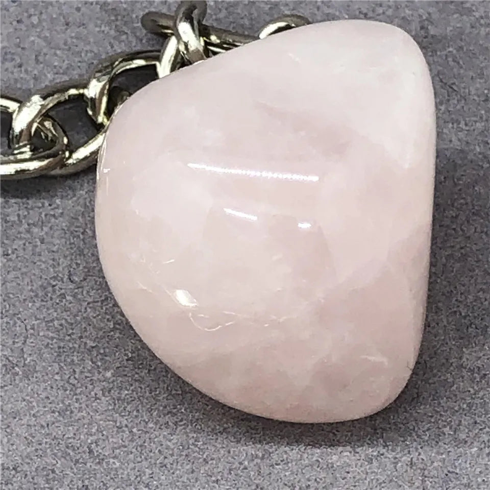 17 Types de pierre naturelle avec accessoires pendentif porte-clés en acier inoxydable