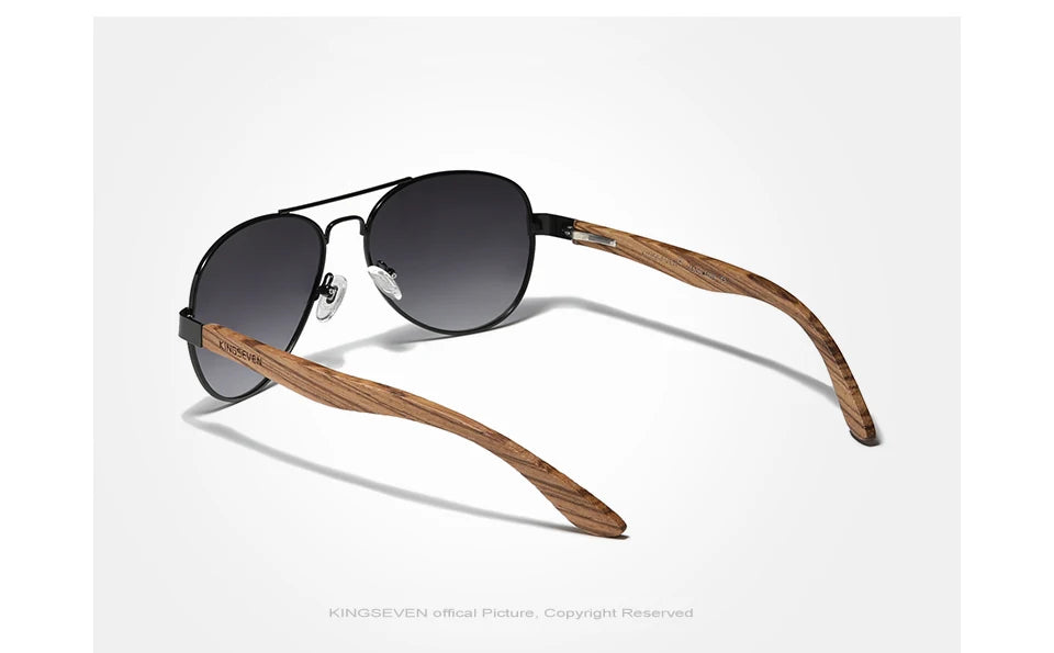 KINGSEVEN-Lunettes de soleil à monture en alliage de bois pour hommes et femmes, lunettes de soleil UV400, lunettes à verres polarisés HD, lunettes de camping, lunettes de pêche, haute qualité
