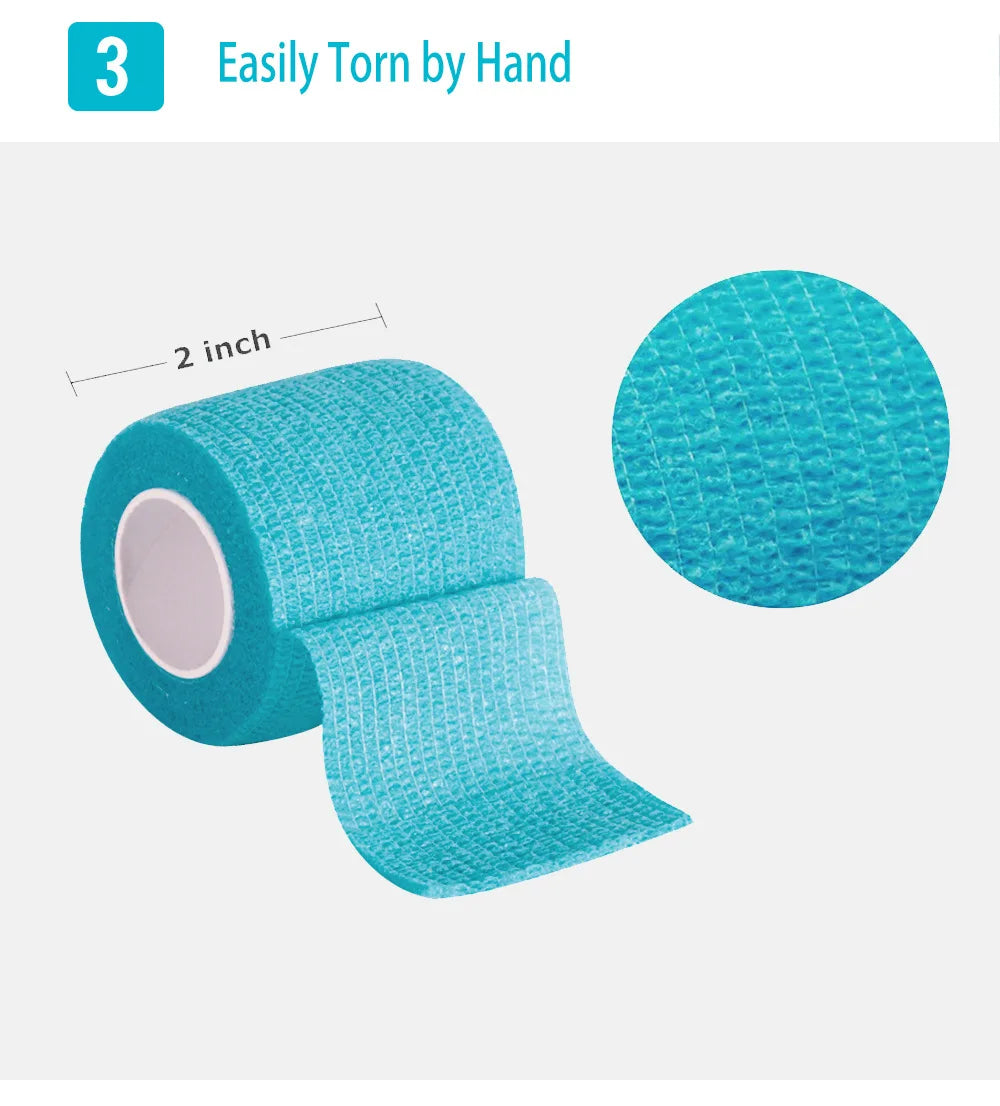 Bandage médical en gaze, 1 rouleau de 2.5/5/10cm x 4.5m, bandes élastiques respirantes auto-adhésives pour le sport, fixation des doigts, des poignets et des jambes