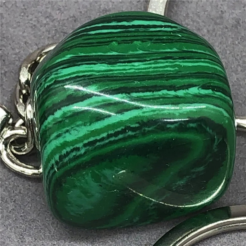 17 Types de pierre naturelle avec accessoires pendentif porte-clés en acier inoxydable