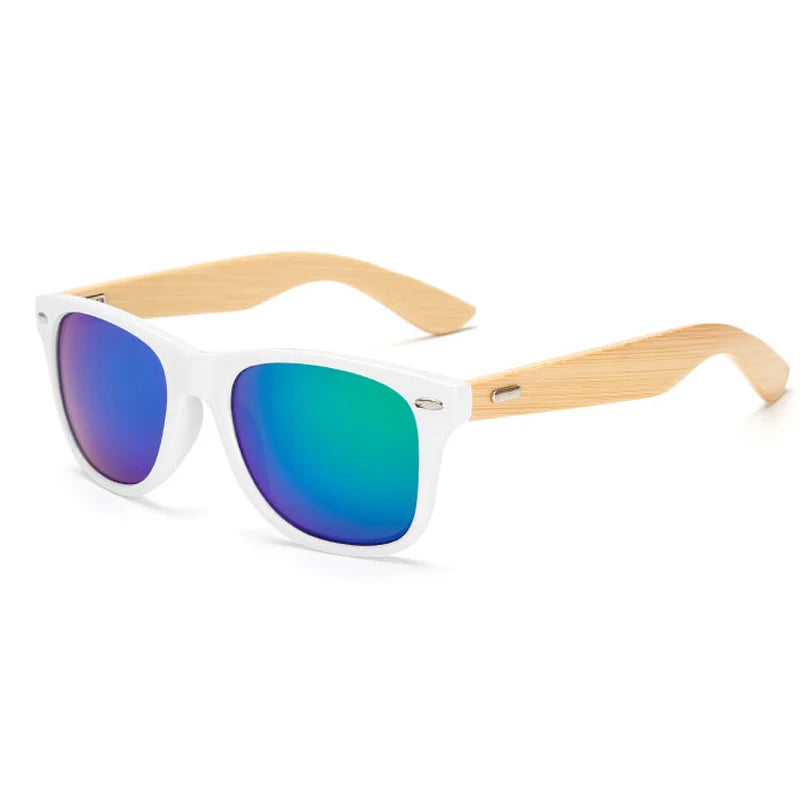 Lunettes de soleil carrées en bois de bambou pour hommes et femmes, design de marque, revêtement miroir, rétro, UV400