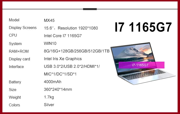 Factory Made 15 Inch Slim New Bras Ecran Ordinateur  Laptop I7 Touch Screen Laptop Computer