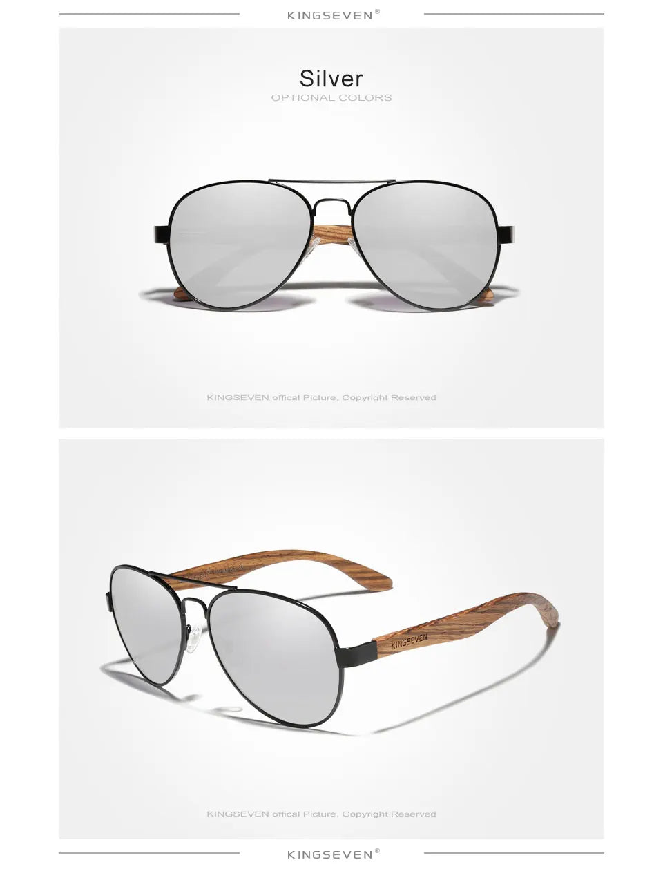 KINGSEVEN-Lunettes de soleil à monture en alliage de bois pour hommes et femmes, lunettes de soleil UV400, lunettes à verres polarisés HD, lunettes de camping, lunettes de pêche, haute qualité