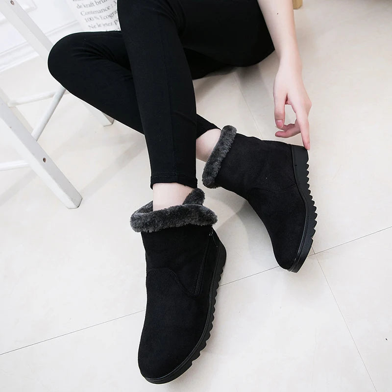 Bottines femme nouvelle mode imperméable à l'eau plate-forme compensée hiver chaud bottes de neige chaussures pour femme