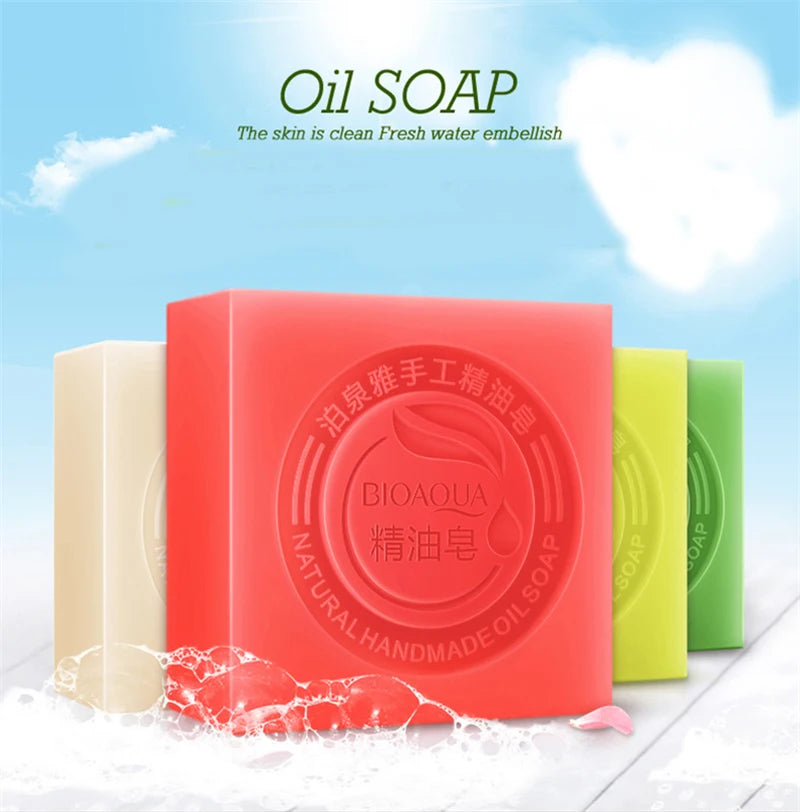 Savons aux huiles essentielles Bioaqua au miel, rose, jasmin, aloé, matcha, myrtille, lavande, charbon de bambou, savons en bambou noir