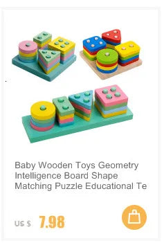 Puzzle en bois de petite taille, jouets Montessori pour bébé, jeu de société 3D, jouets éducatifs, cadeau pour enfants, 9 pièces