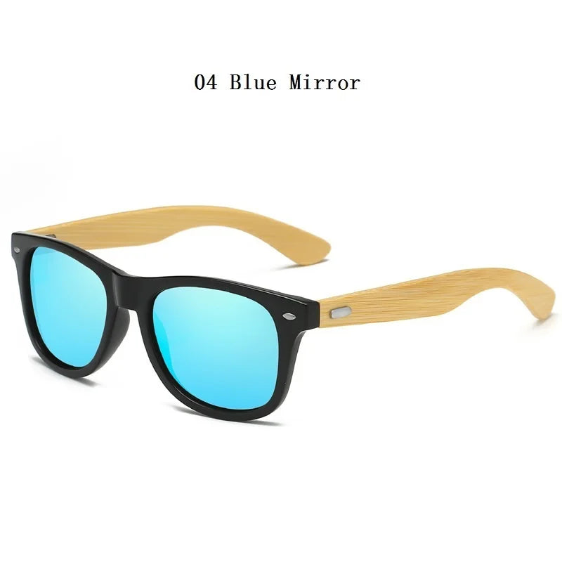 Lunettes de soleil en bois de bambou à la mode pour hommes et femmes, classiques carrées, Vintage, pour la conduite, noires, pour la pêche, UV400