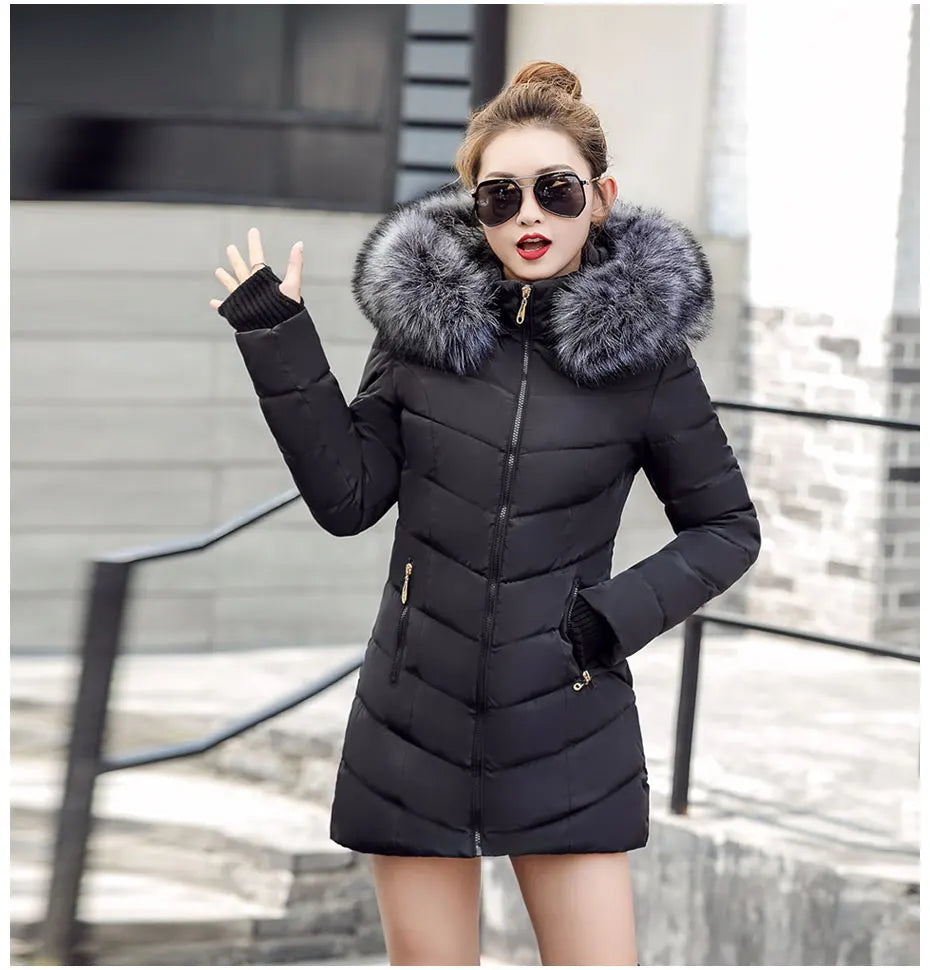 2025 nouveauté mode mince femmes veste d'hiver coton rembourré chaud épaissir dames manteau longs manteaux Parka femmes vestes
