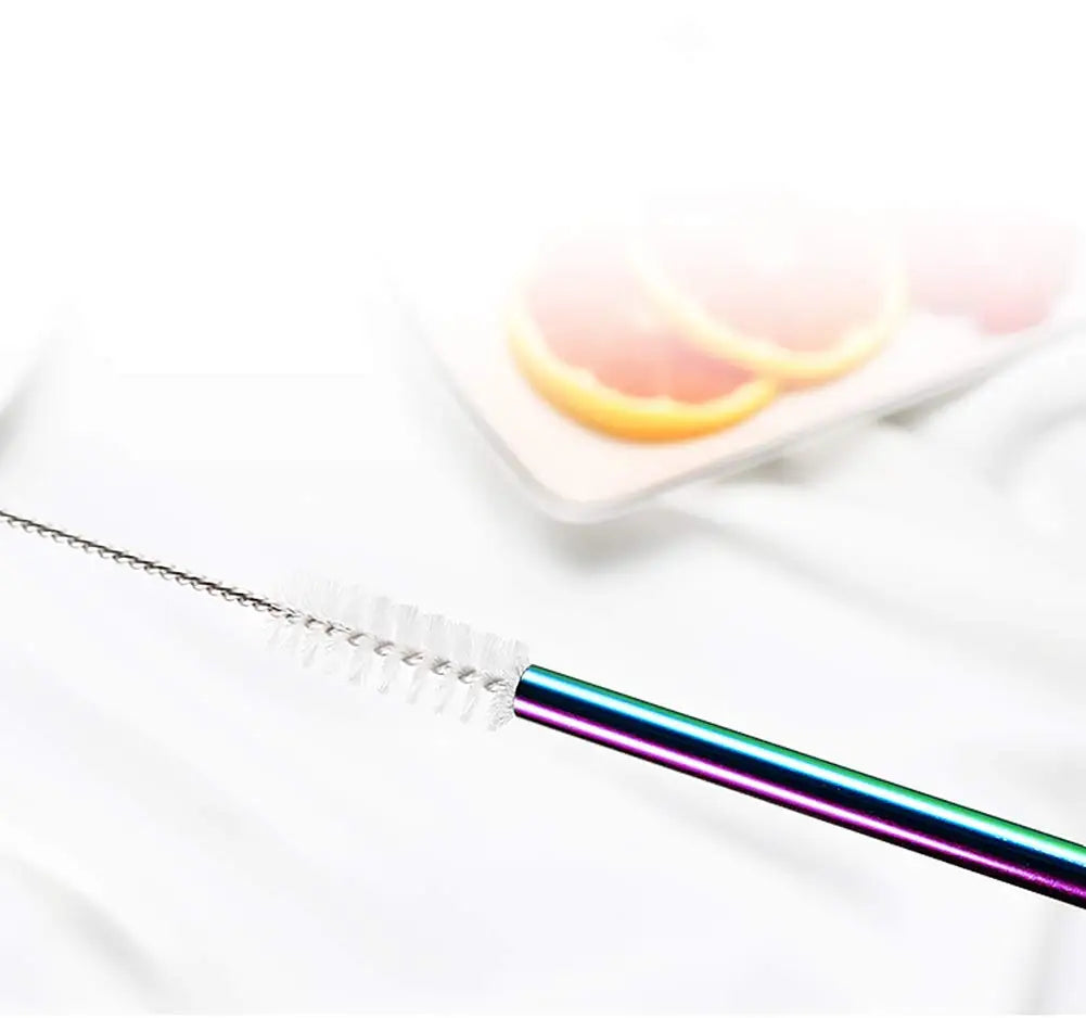 Pailles métalliques réutilisables, 10 pièces, ensemble de pailles en acier inoxydable 304 avec barre de brosse, paille à Cocktail pour verres, verres