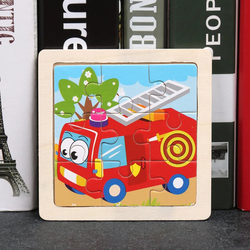 Puzzle en bois de petite taille, jouets Montessori pour bébé, jeu de société 3D, jouets éducatifs, cadeau pour enfants, 9 pièces