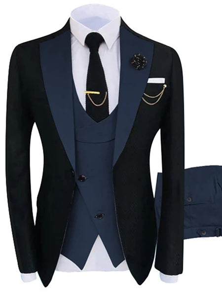 New Men's Suit Popular Luxury Clothing Party Stage Men's Suit Groomsmen Regular Fit Tuxedo 3 Piece Set Jacket + Pants + Vest