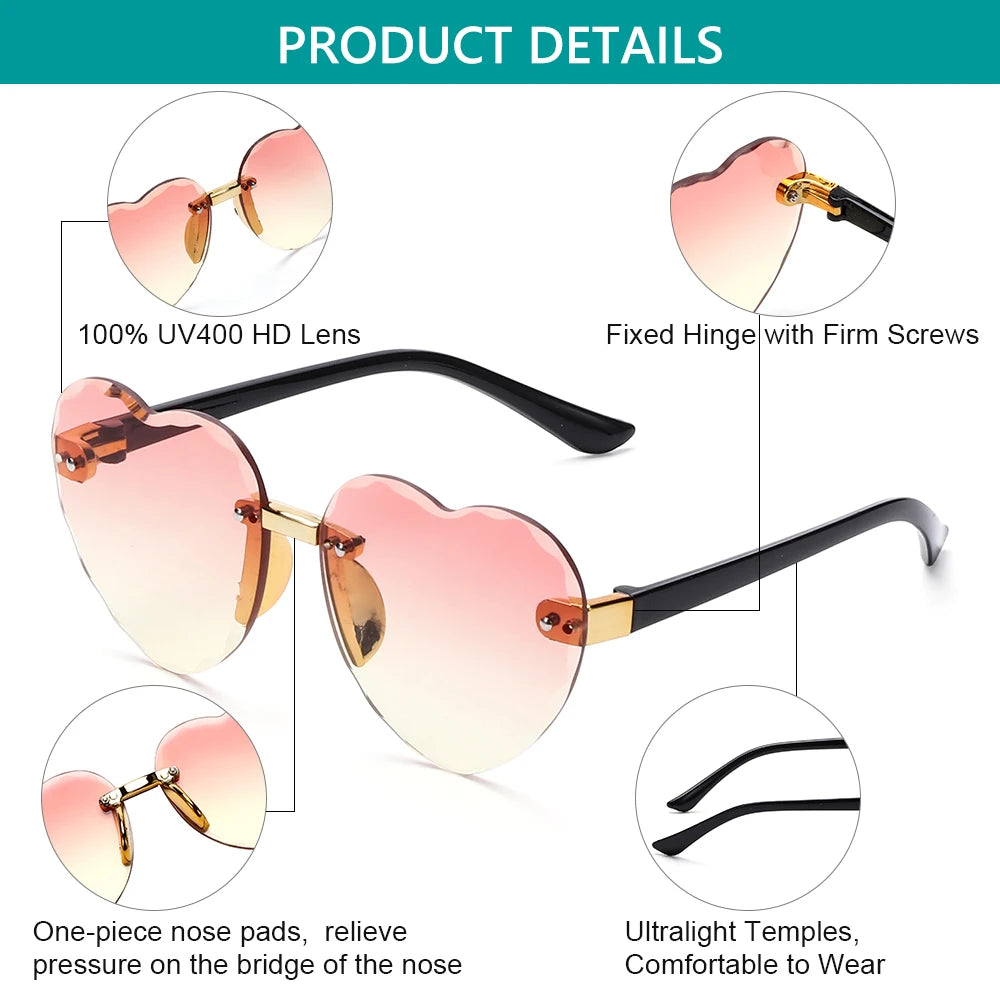 Lunettes de soleil en forme de cœur pour enfants, lentilles océArabes, lunettes de soleil pour enfants, protection UV 400, lunettes de fête et de photographie
