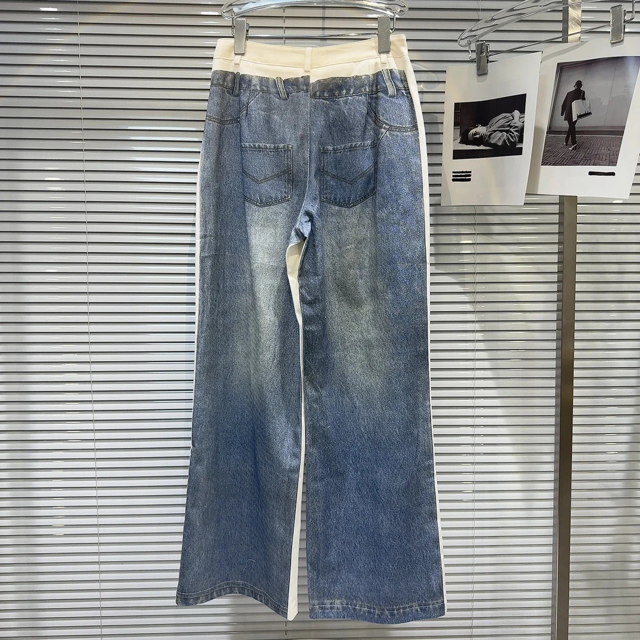 OUDINA Spring Silver Pipped High Waist Straight Wide Leg Pant Baggy Jeans Women's Pants &amp; Trousers